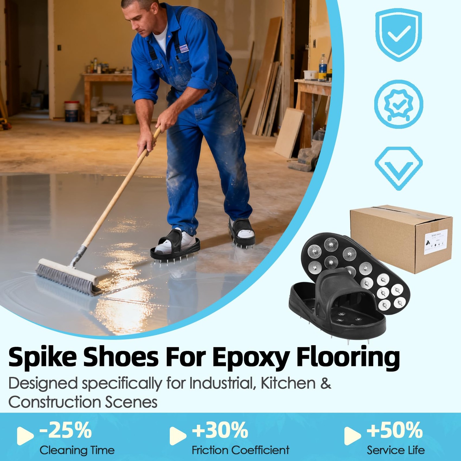 Epoxy Spike Shoes for Flooring, Spiked Shoes for Epoxy Coating and Resin Floo…