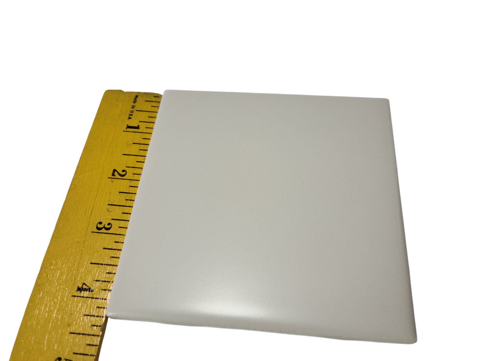 Beige Ceramic Tile 4.25 in Almond Bone Matte Subway Square Mid Century Modern