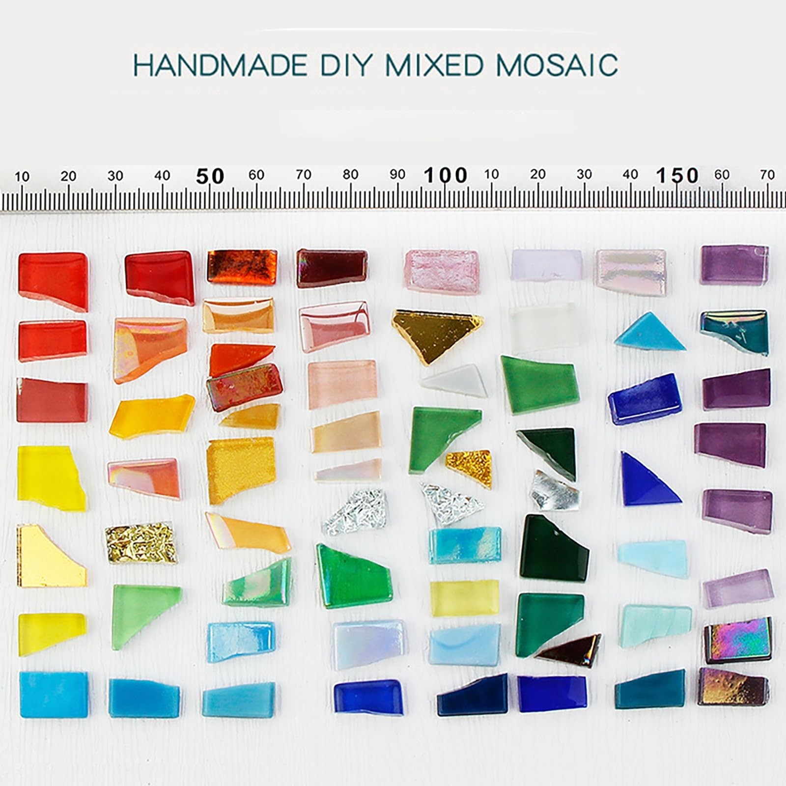 Silver Mixed Irregular Mosaic Glass Mosaic Tiles Pieces, 300g Mosaic DIY Set …