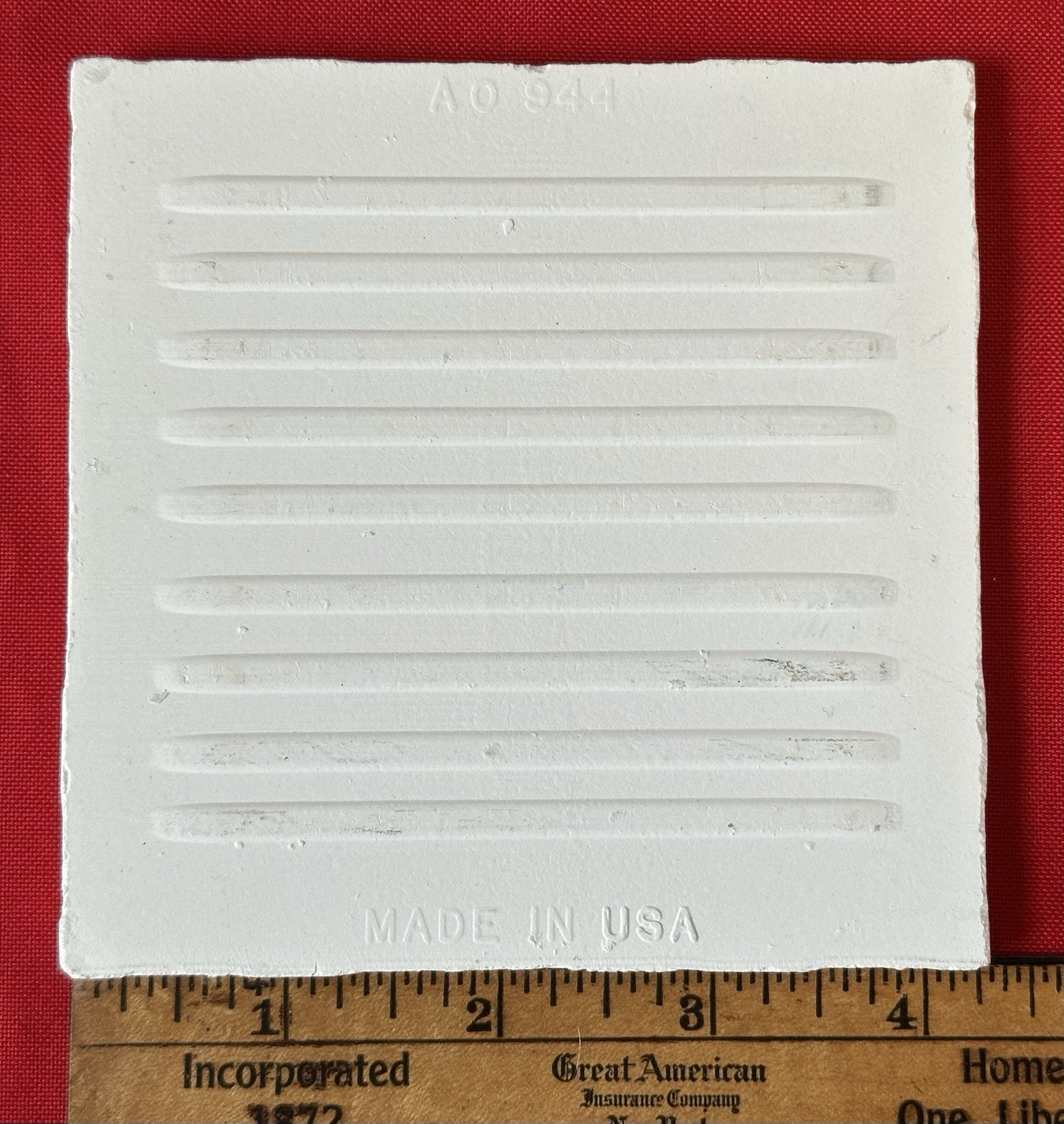1 pc. White Crystalline Ceramic Tile by American Olean: 4-1/4″ from 1970’s -90’s