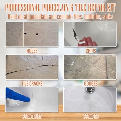 High-Gloss Porcelain Repair Kit for Sinks, Tiles & Tub – Fix Chips & Cracks Fast
