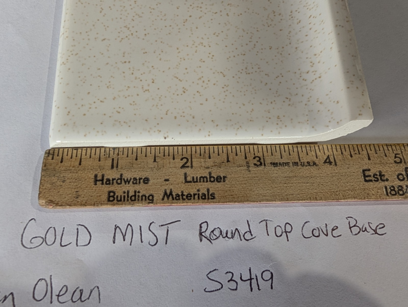 1 Pc American Olean Gloss Gold Mist #48 S3419 Ceramic Tile Cove base 4-1/4″ X 6″