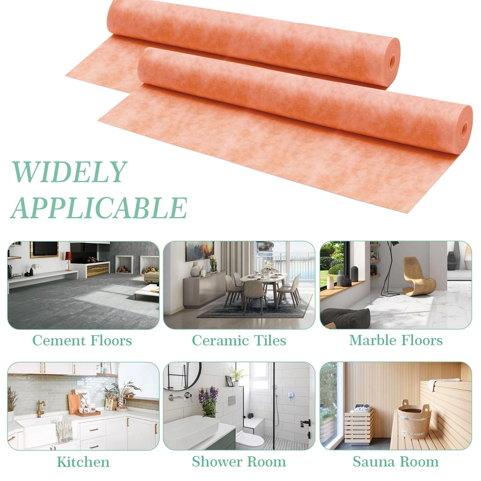 Waterproof Membrane for Shower 3.3 FT x 65.6 FT 215 SQ FT 20mil Waterproofing…
