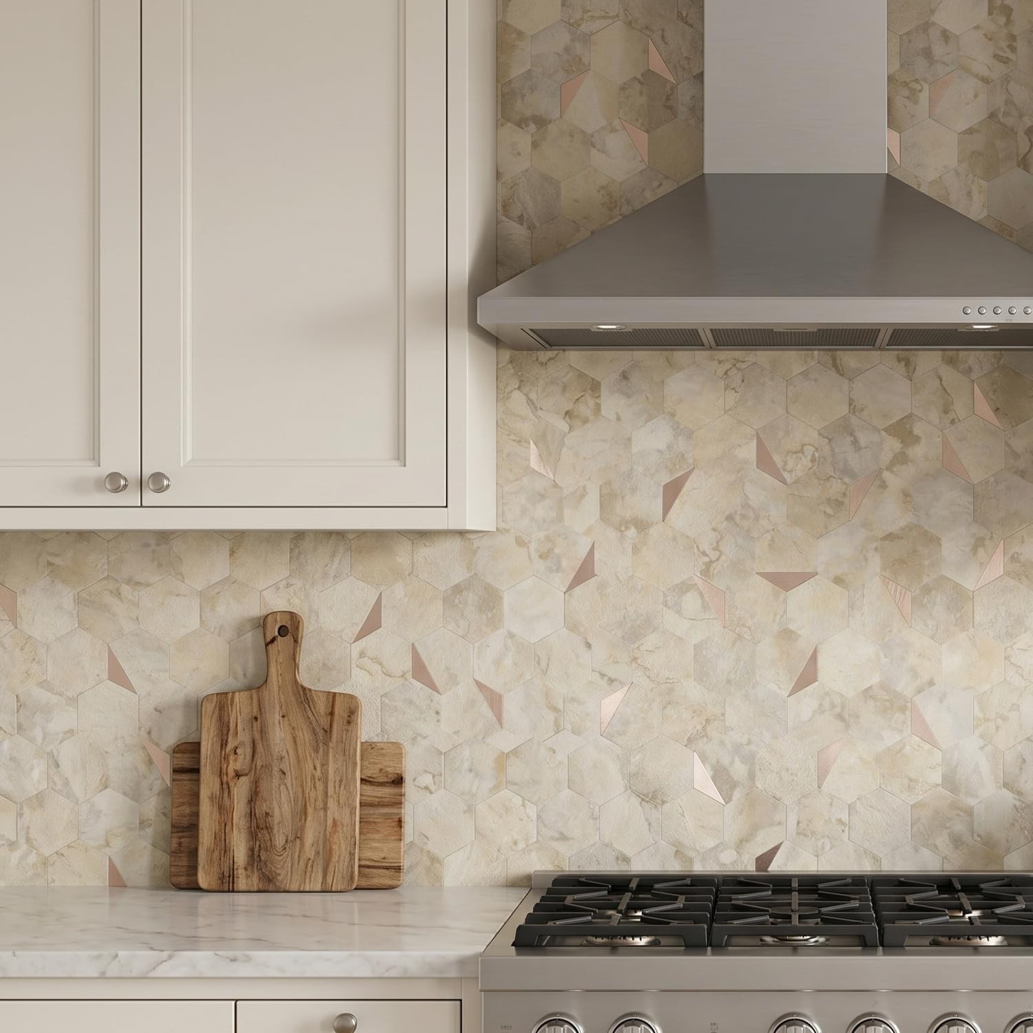 OYASIMI 10-Sheet Heavy-Duty Hexagon Peel and Stick Backsplash, Thick Waterproof