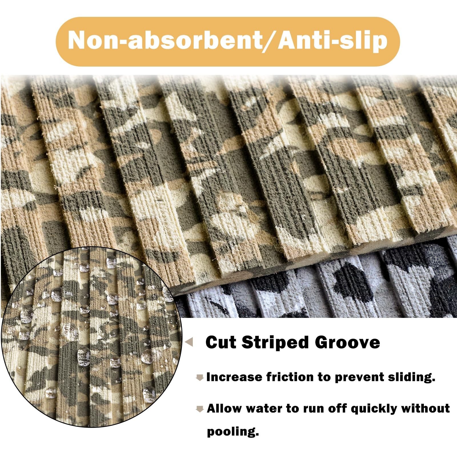 Boat Flooring EVA Foam Boat Decking Camo 94″x45″/35″/23″ Non-Slip Boat Mat Se…