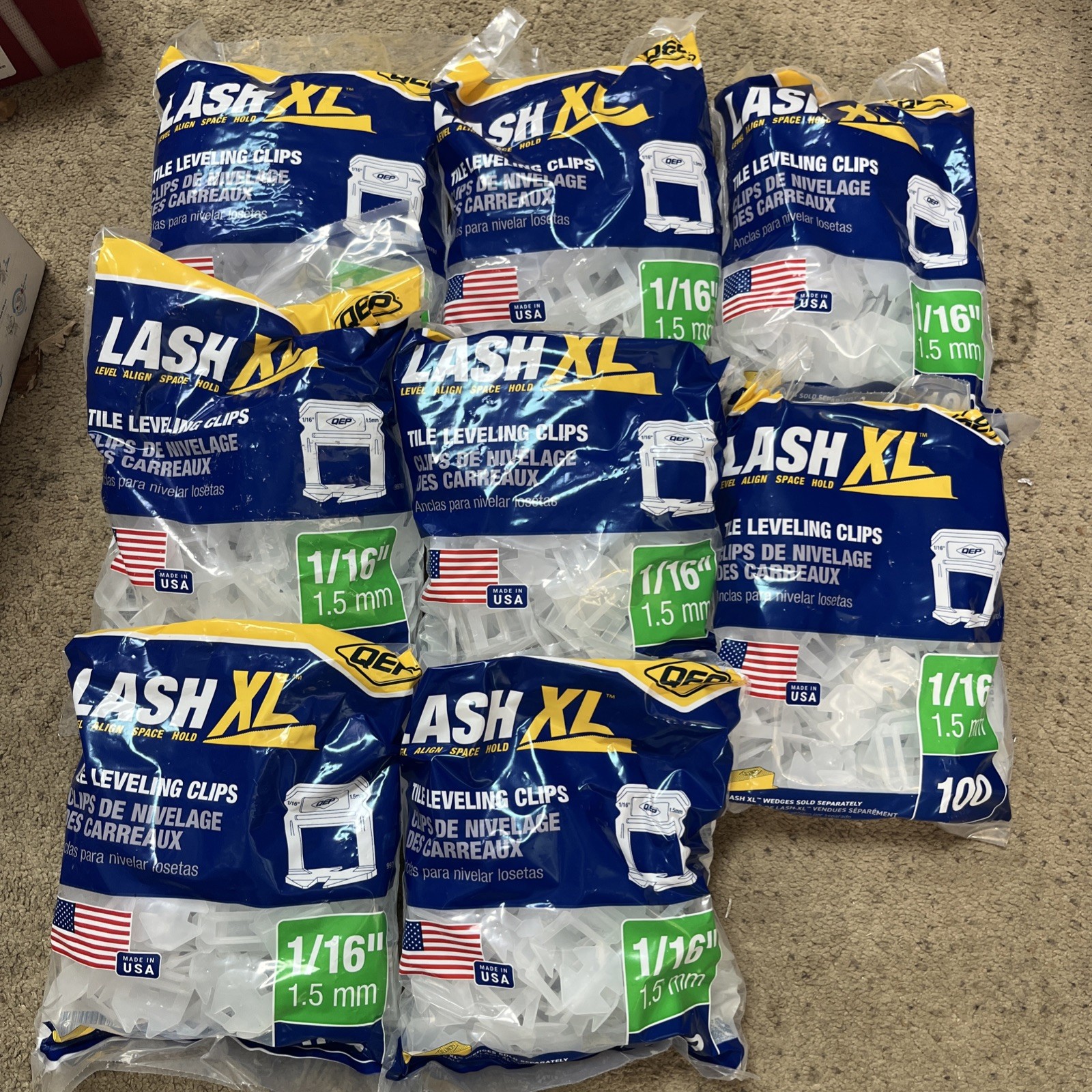 QEP LASH XL White 1/16 in. W Plastic Clip Tile Leveling System (8BAG of 100PK)
