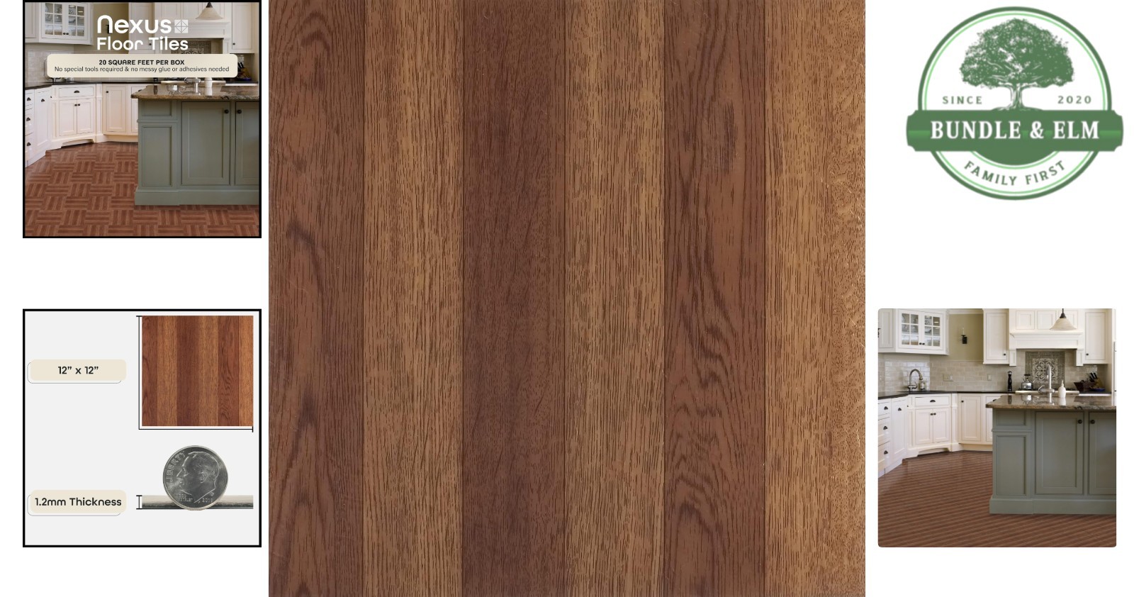 Nexus Vinyl Floor Tiles – 12″x12″, 20 Tiles, Elegant Peel & Stick Solution