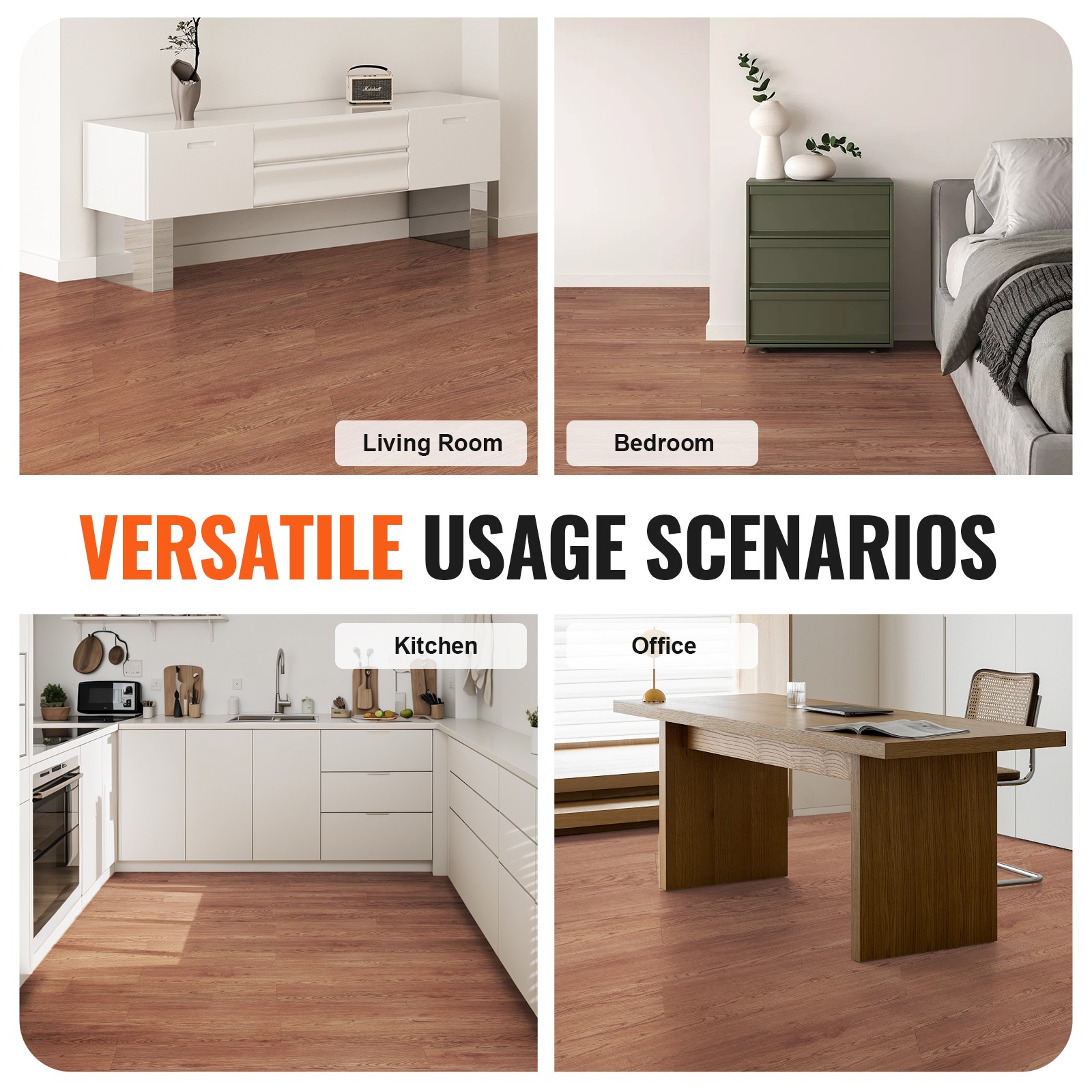 Uimoso Self Adhesive Vinyl Floor Tiles 36 PCS 2.5mm Thick Deep Brown Wood Grain