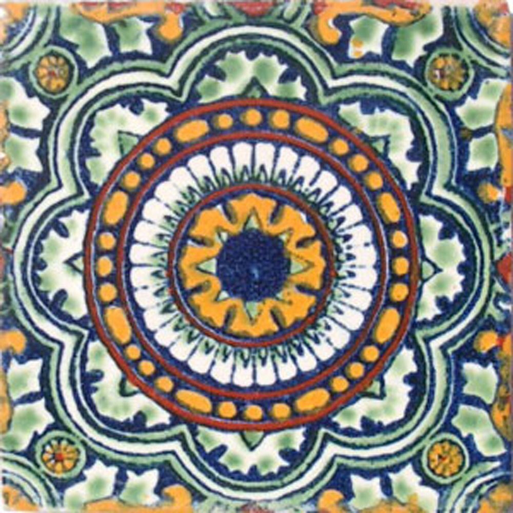 C#035) MEXICAN TILES CERAMIC HAND MADE SPANISH INFLUENCE TALAVERA MOSAIC ART