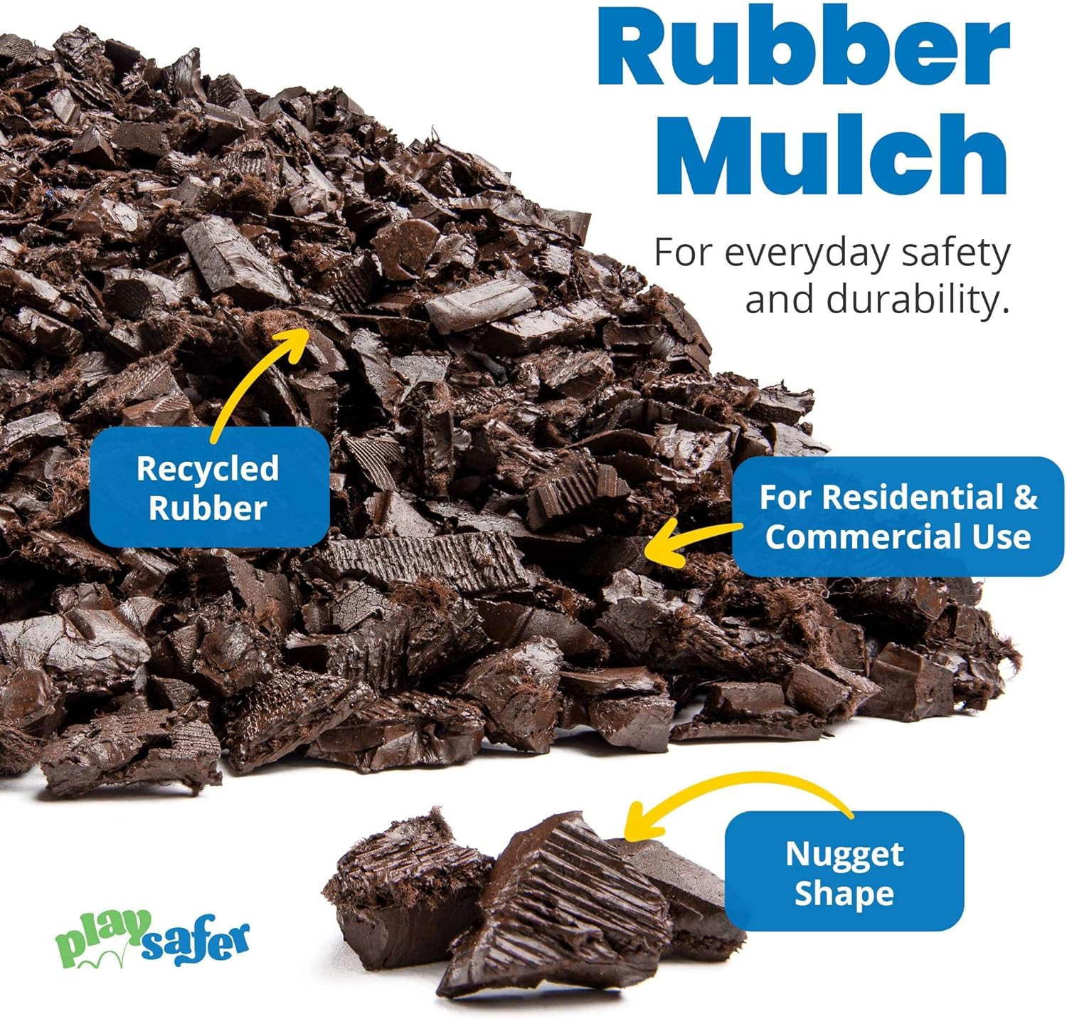 Rubber Mulch Nuggets Protective Flooring for Playgrounds, Swing-Sets, Play Areas
