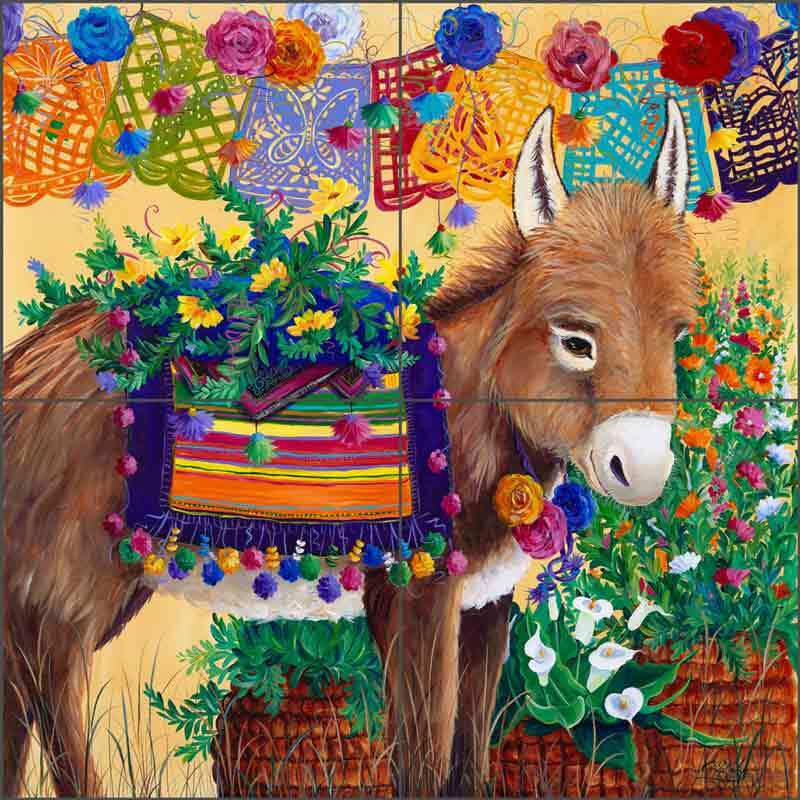 Burro Tile Backsplash Susan Libby Southwest Art Ceramic Mural SLA074