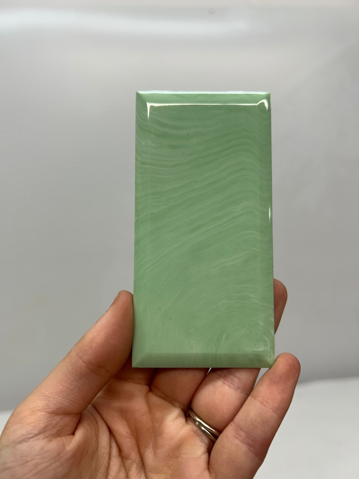 Lot 42 Unused Vtg MCM Plastic Wall Tiles Marbled Blue Green 4 1/4″ x 2 1/8″