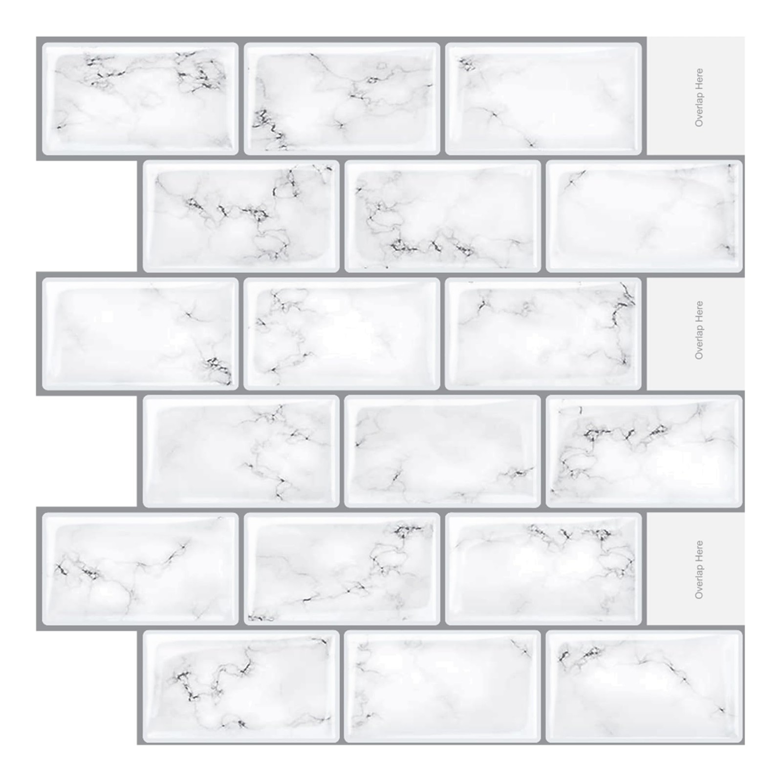10 Sheets White Peel and Stick Backsplash Wall Tiles 12″ x 12″ Self-Adhesive …