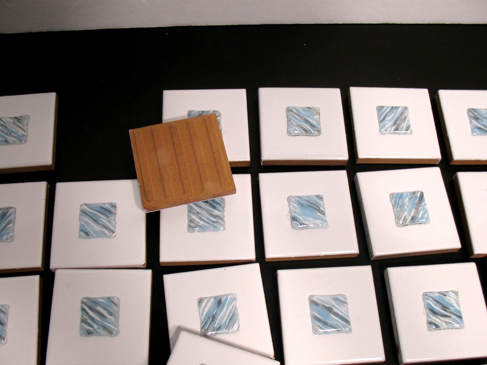 2 x 2 inch CENTER GLASS MEDALLION TILE LOT OF 46 SOME IMPERFECT ITALY HANDMADE