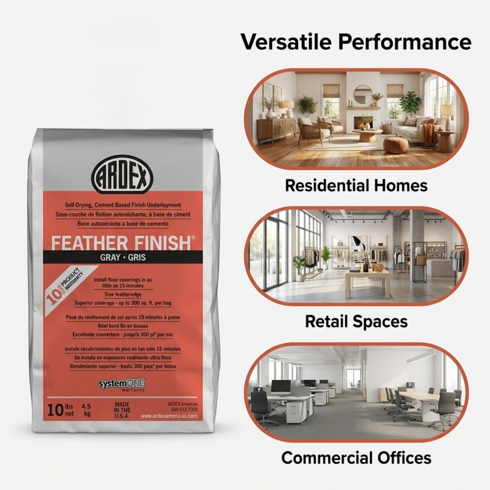 Ardex Feather Finish Quick-Set Self-Drying Cement-Base Underlayment 5x10lb White