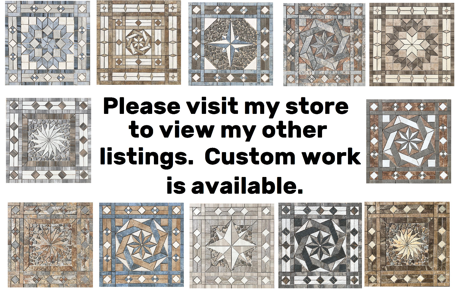 36″ x 36″ Tile Medallion Deco Mosaic Accent – Happy Floors Paint Stone series