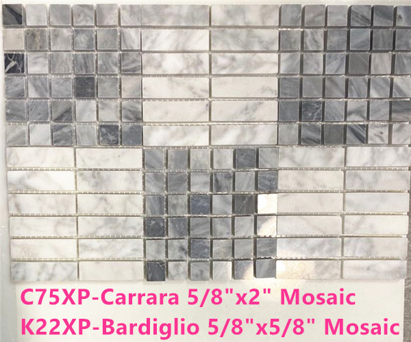 K22XP Bardiglio Gray Marble Square Mosaic Tile Polished 5/8 x 5/8 Grid