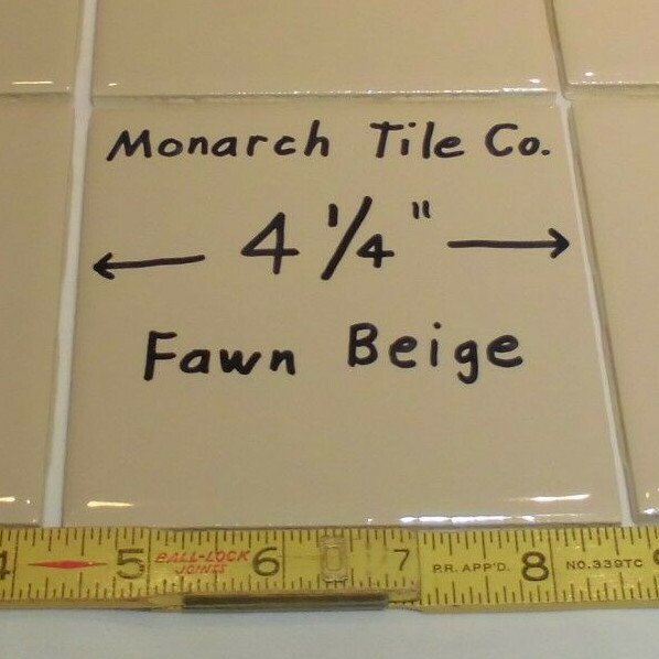 1 pc. Glossy Ceramic Tile *Fawn Beige* 4-1/4″ by Monarch Tile Co. U.S.A. NEW