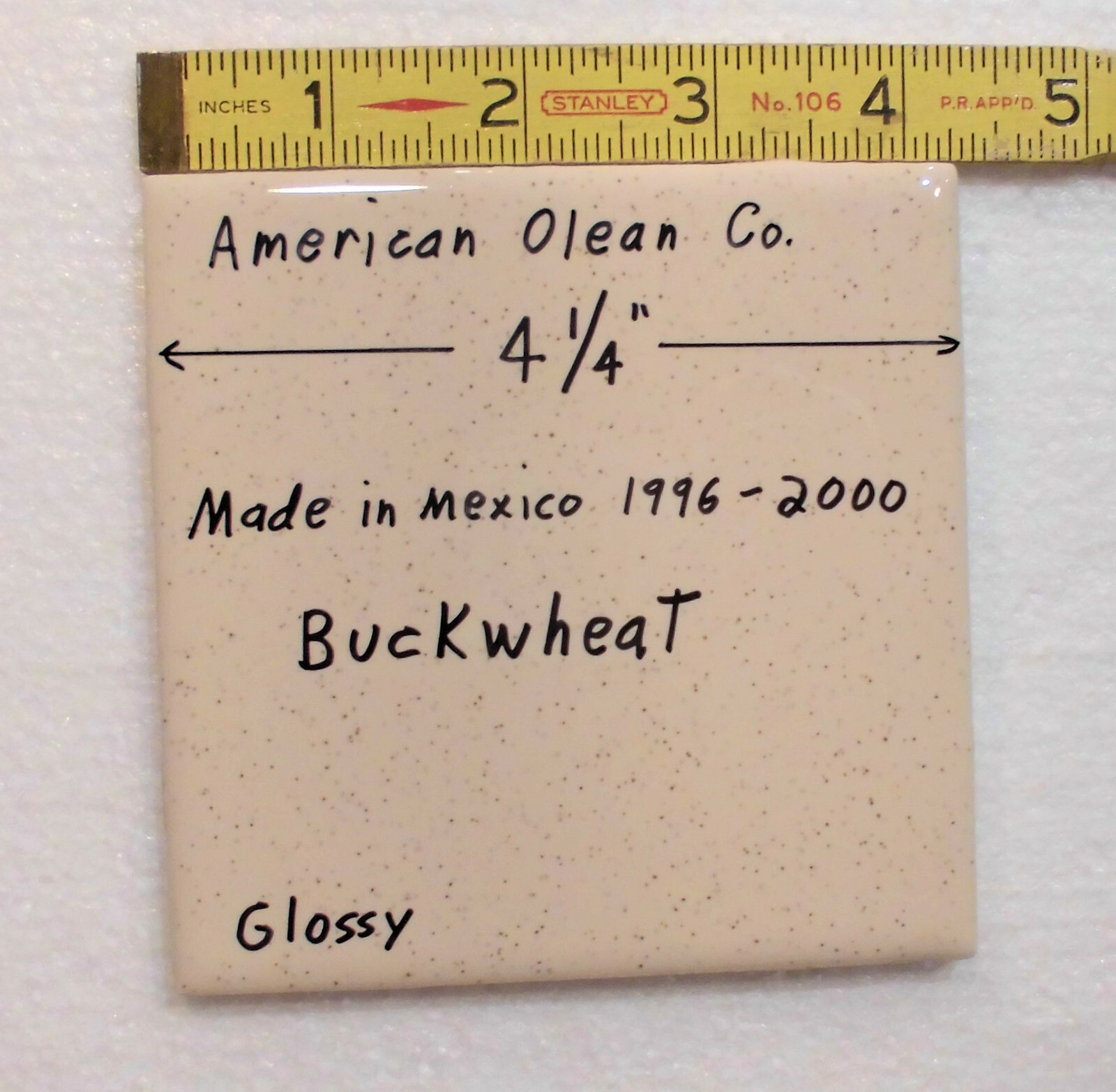1 pc. Buckwheat Glossy Ceramic Tile #46 by American Olean 4-1/4″ New Version