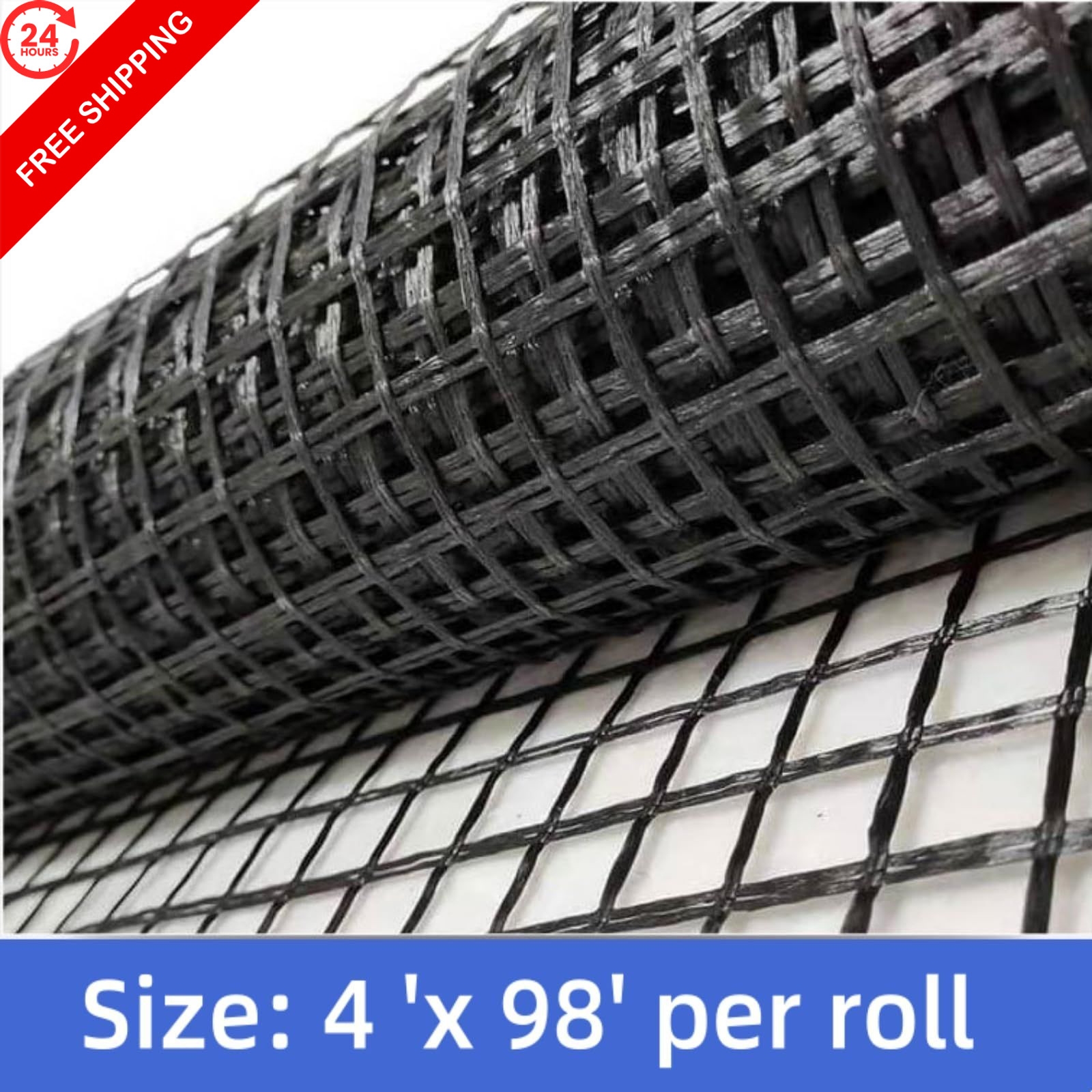 Universal Retaining Wall Geogrid Roll 4′ x 98′ for walls up x 98′, Black