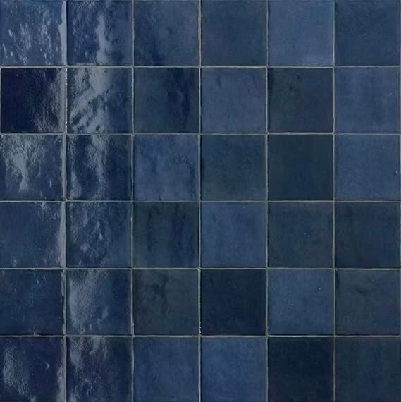 4×4 Zellige Ceramic Tile Into Z Blue Deep Blue Moroccan Style Backsplash 1 PIECE