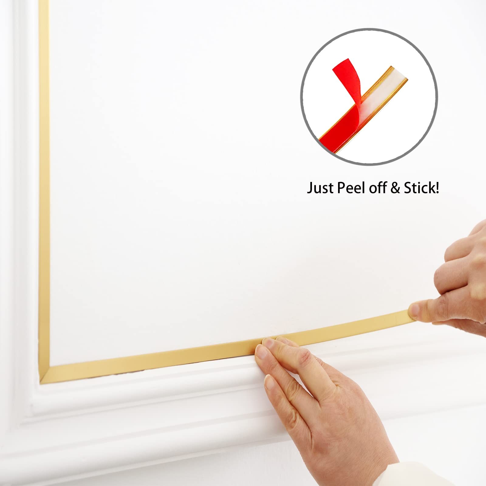 Metalized Gold Wall Trim Molding Stainless Steel Peel Stick Flexible Metal Trim