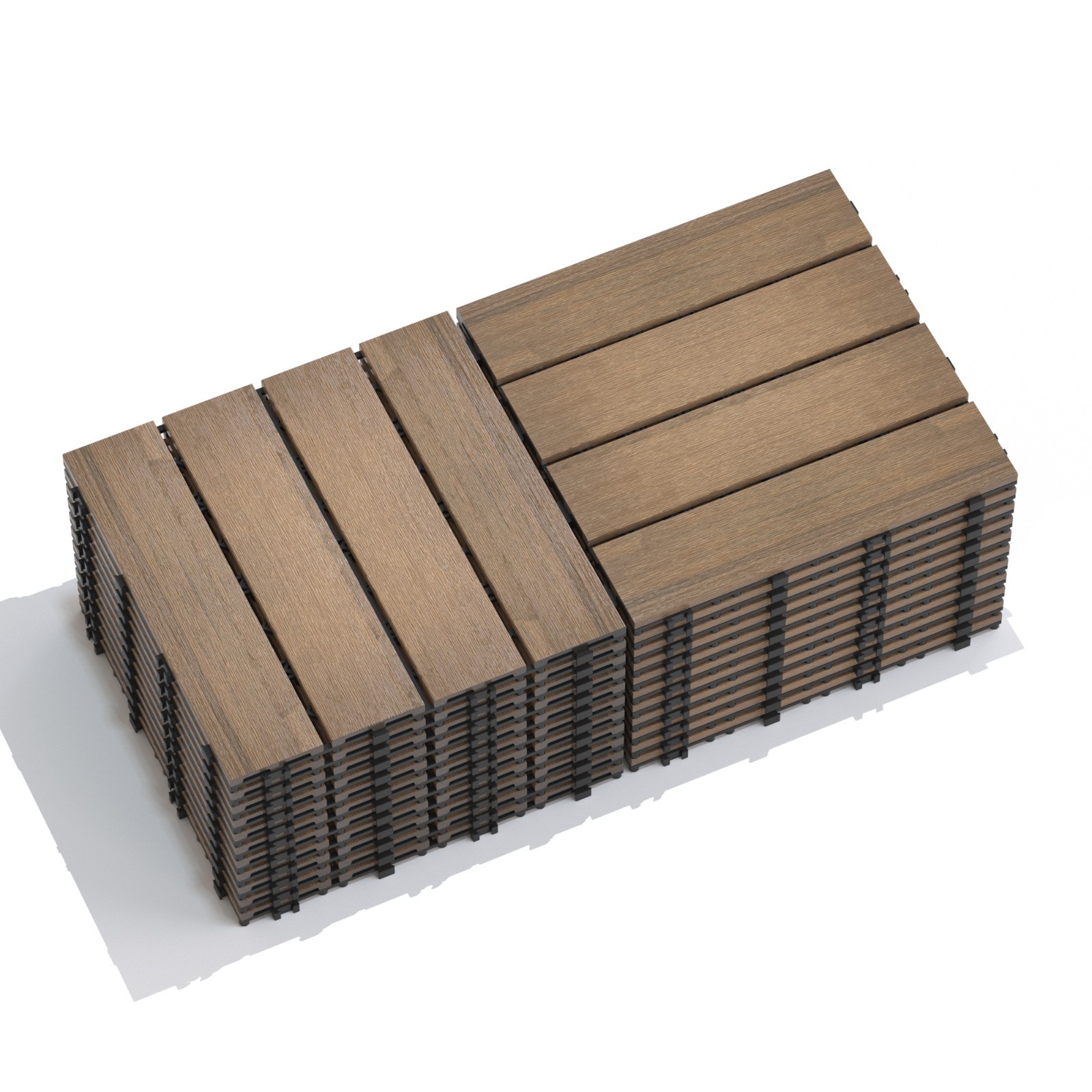WPC Patio Tiles 22-Pack DIY Interlocking Decking 11.8″ Indoor Outdoor