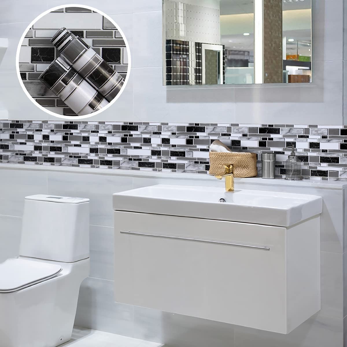 Peel and Stick Backsplash Wallpaper Kitchen Self Adhesive Tiles 11.8in