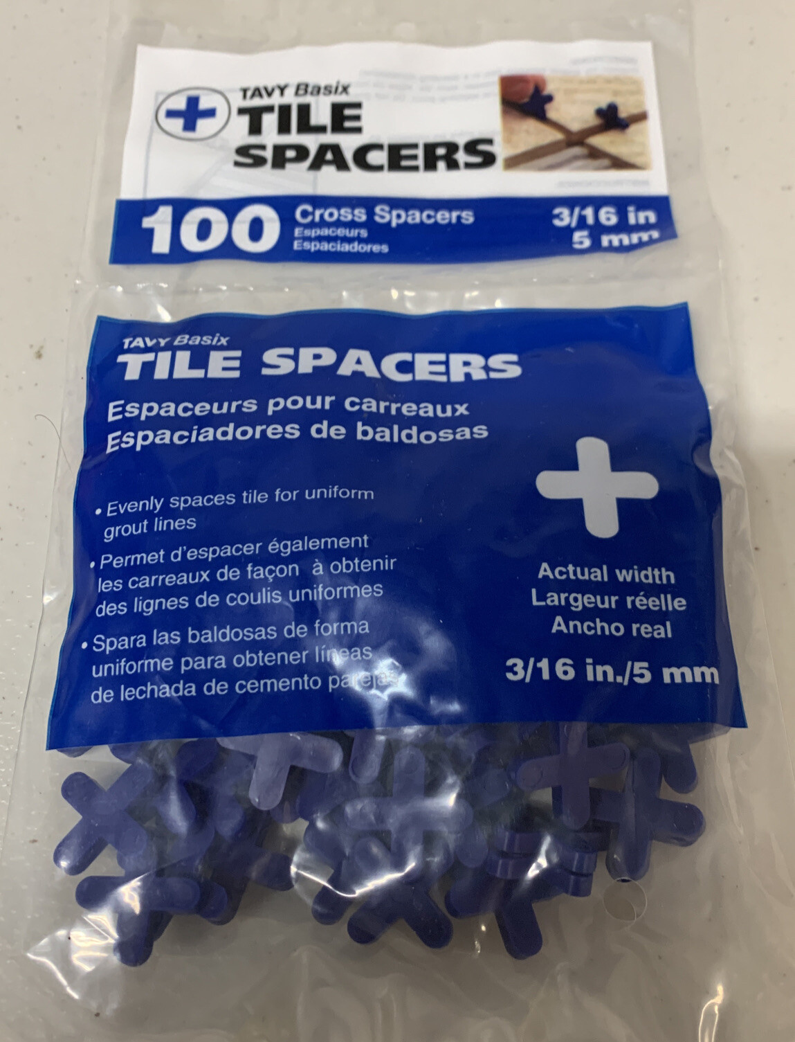 Tavy Basix Cross Tile Spacers 3/16in 5mm 100pc Pack Brand New 3 Packages BN2