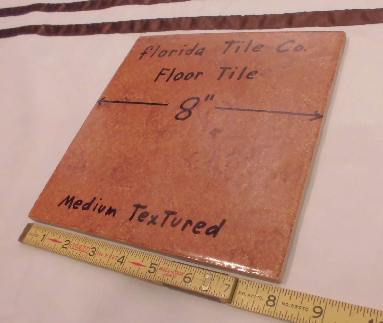 1 pc. Florida Ceramic Floor Tile 8″ X 8″ *Reddish Brown* medium textured NOS