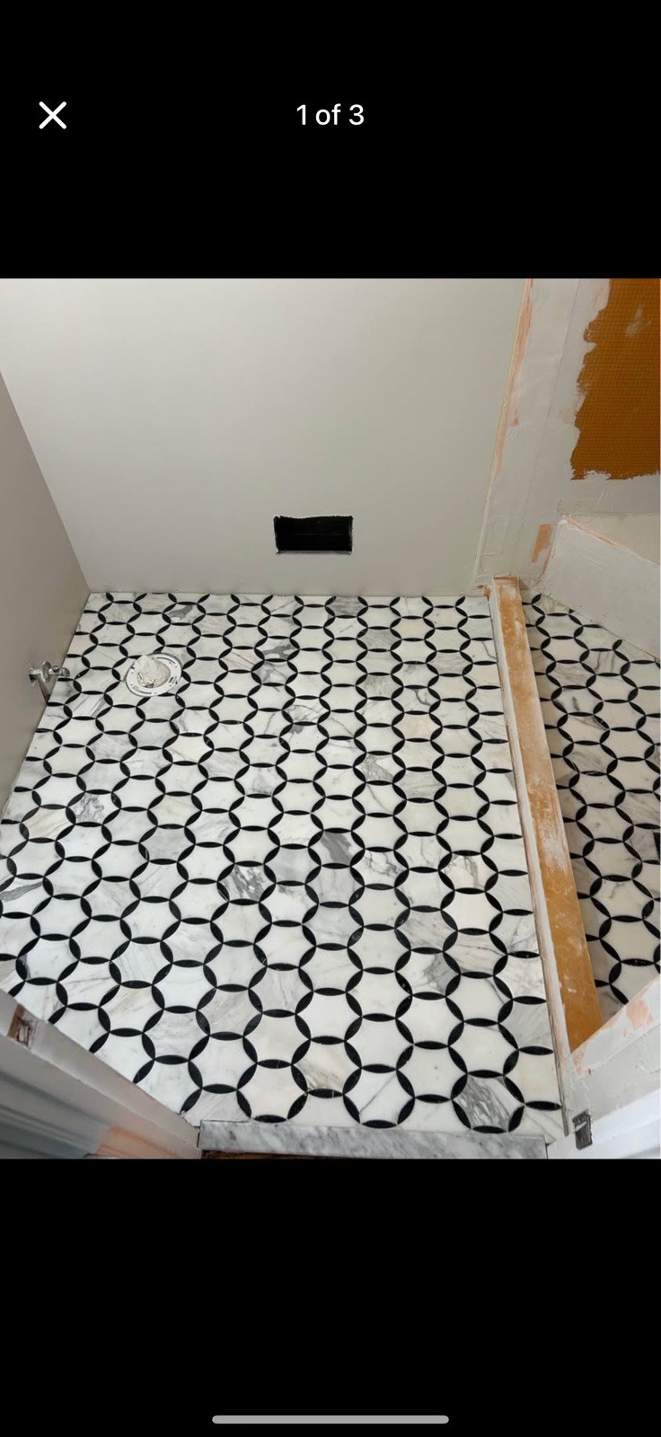 Carrara White & Black Italian Marble Geometric Mosaic Polished Gloss