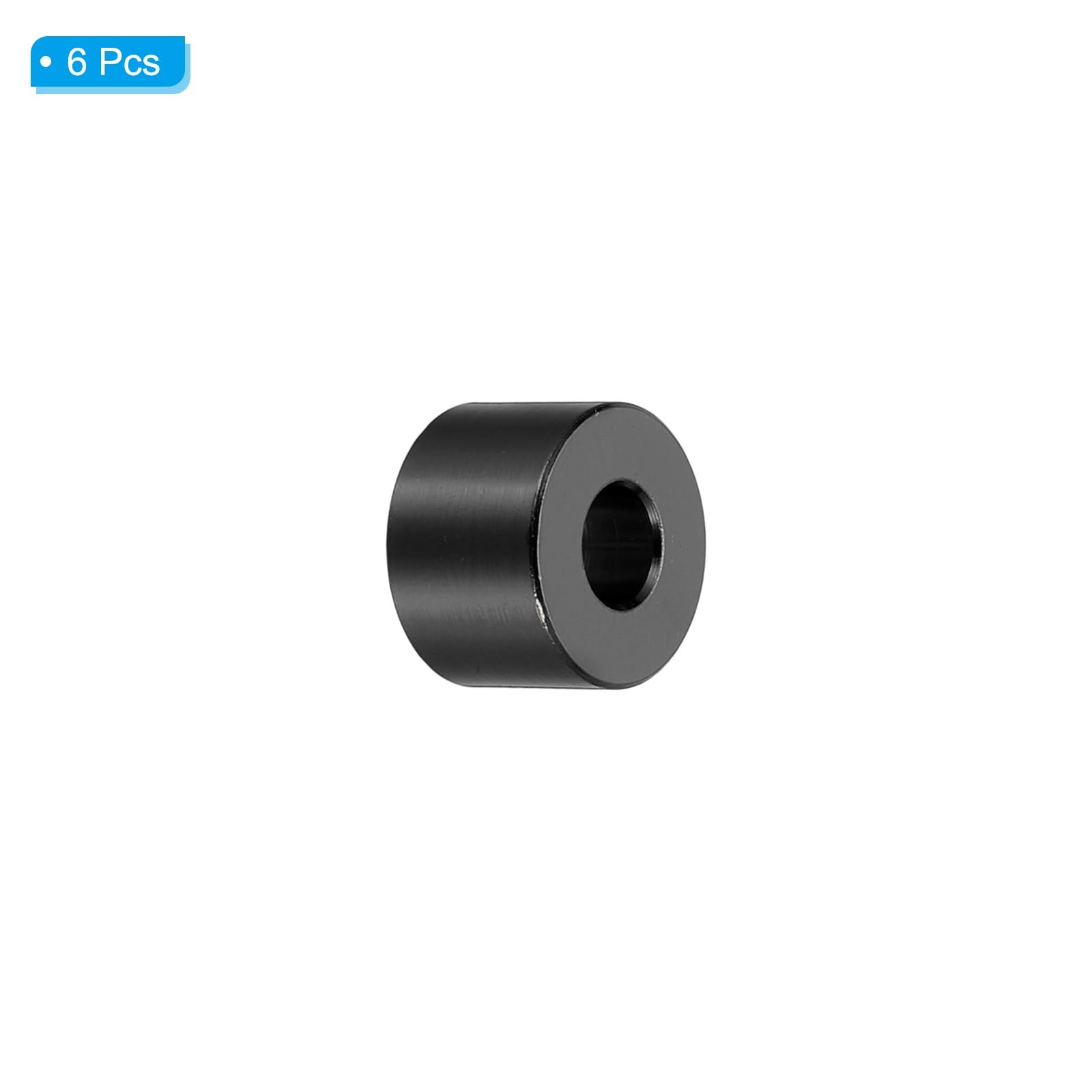 PATIKIL M6 Aluminum Spacers, 6 Pcs Metal 6.2mm ID x 15mm OD x 10mm L, Black