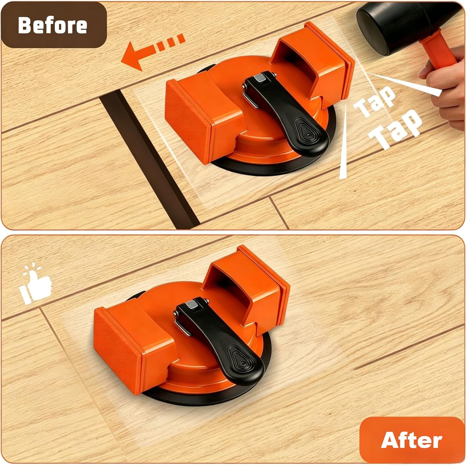 Floor Gap Fixer Tool with Suction Cup for Hardwood-Laminate and Vinyl Flooring