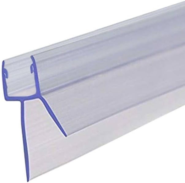 Frameless Shower Door Bottom Seal with Drip Rail 1/4″ 1/4"(6mm), Clear