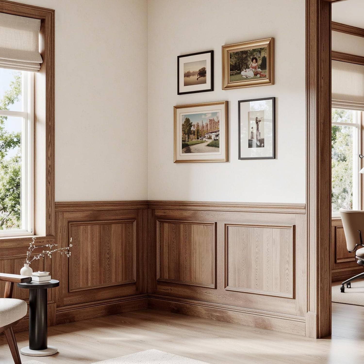 Peel and Stick Wall Molding Kit – Paintable Wainscoting Panels (3-Frame Set)