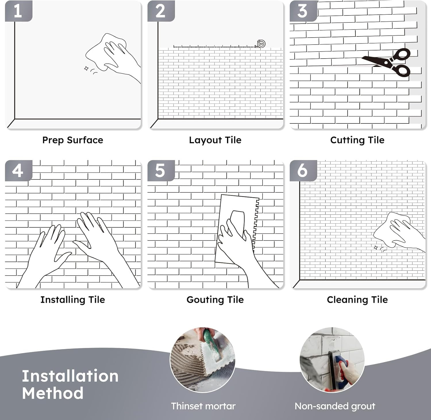 Pebble Tile for Shower Floor, Gray and White Oval, 5 Sheets, Pebble Backsplash f