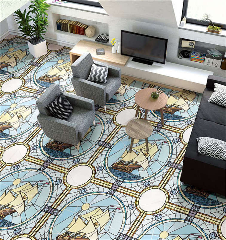 Liscio Sail Boat 3D Floor Mural Photo Flooring Wallpaper Home Print Decoration