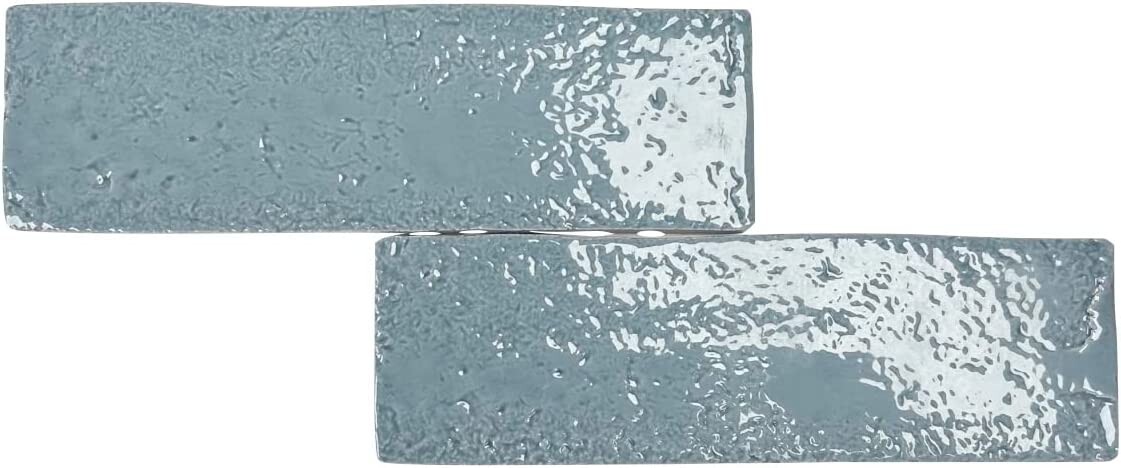 2 1/2×8 Brick 20 Soft Blue Decorative Shiny Wall Ceramic Tile (PACK OF 7)