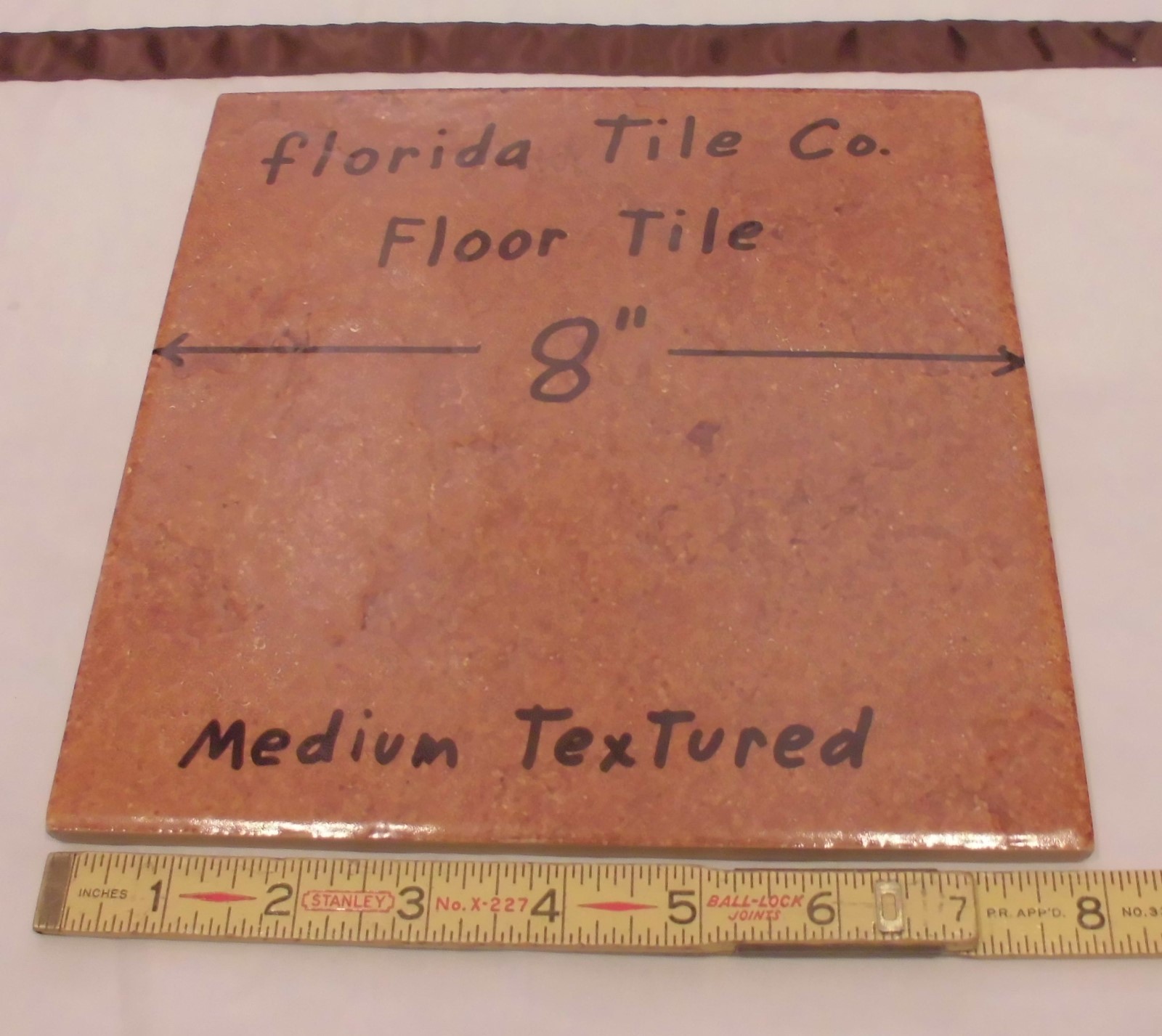 1 pc. Florida Ceramic Floor Tile 8″ X 8″ *Reddish Brown* medium textured NOS