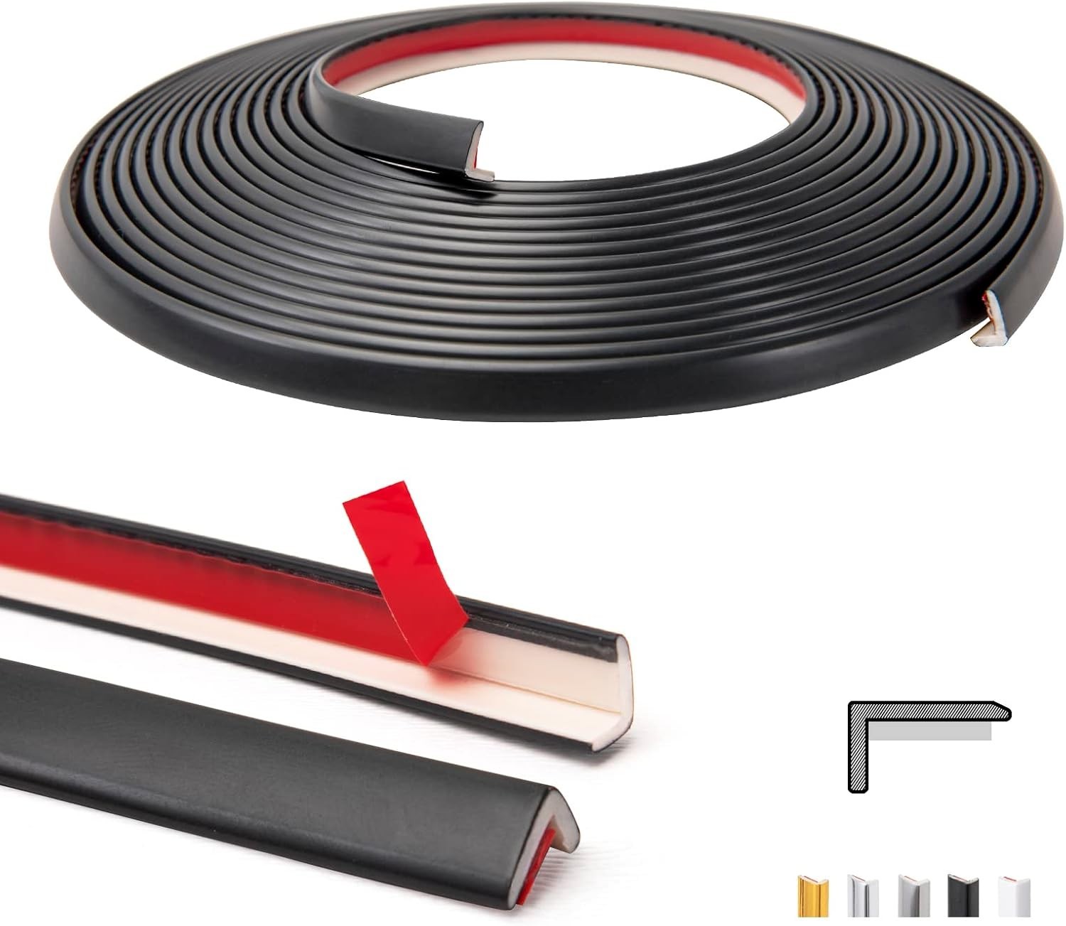20ft Outside Vinyl Corner Trim Peel and Stick for Tile and Wall Edges, Furnit…