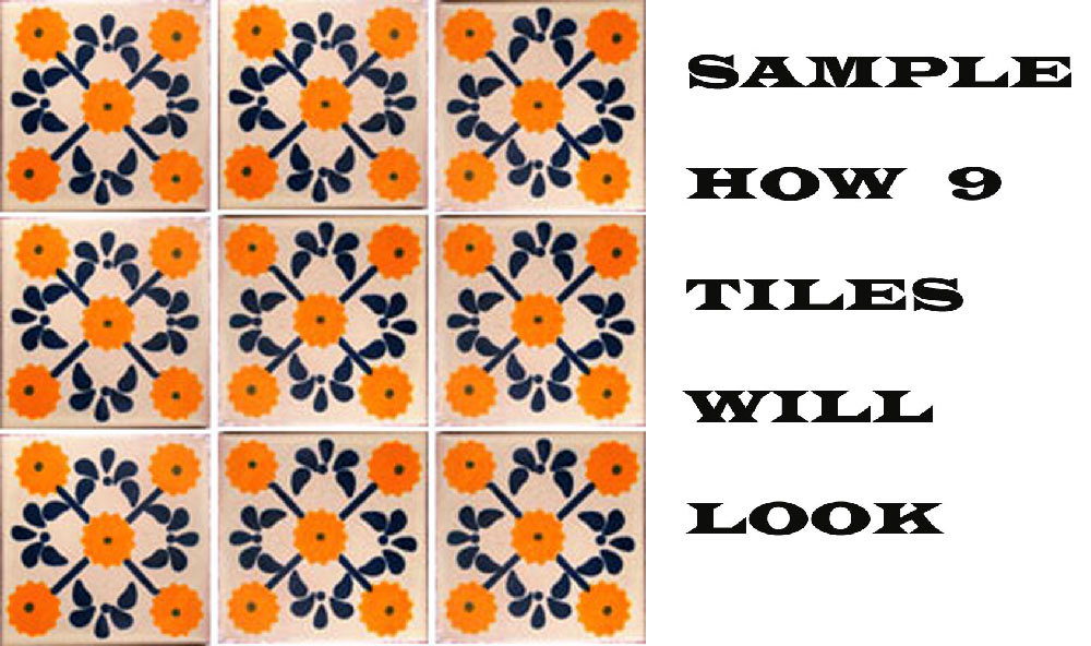 #C030) Mexican Tile sample Ceramic Handmade 4×4 inch, GET MANY AS YOU NEED !!