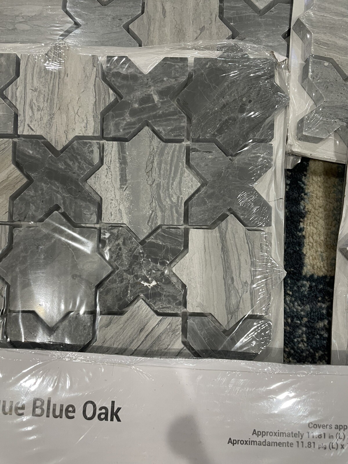 5X Sheets MSI Montague Blue Oak Polished Mosaic Marble Floor Wall Tile 0.97 Sqft