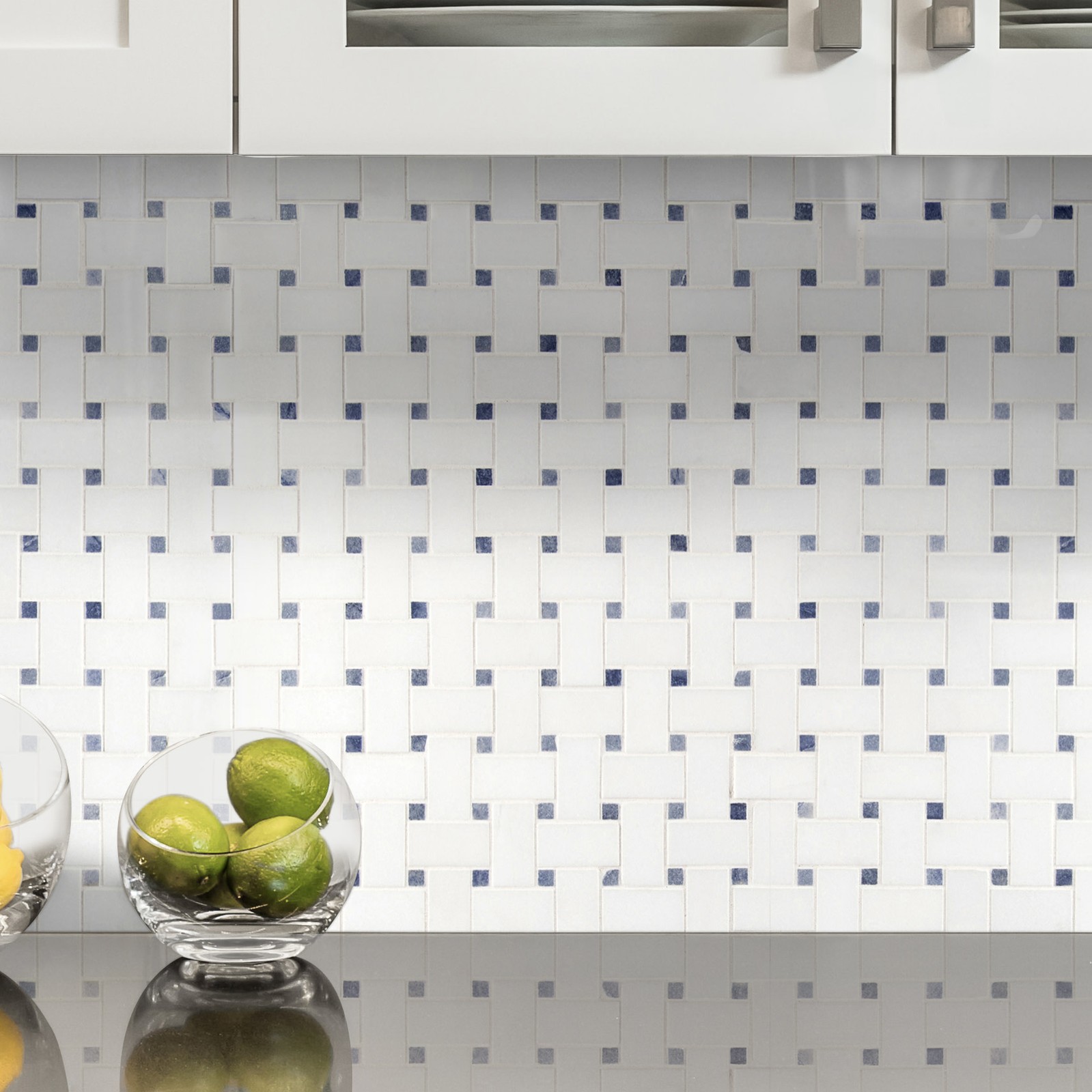 Ackland AKM-S-1X2WVP-CA 12″ x 12″ Marble Basketweave Wall Mosaic – Auralie