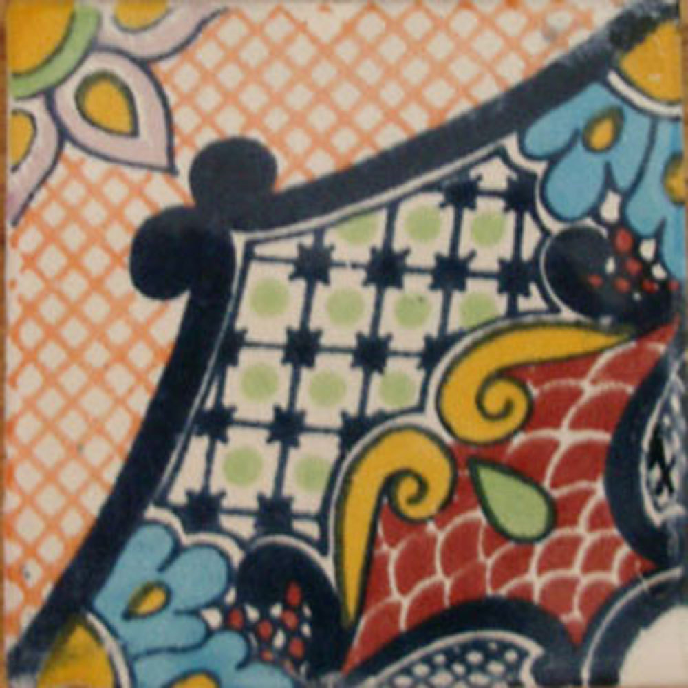 #C086) Mexican Tile sample Ceramic Handmade 4×4 inch, GET MANY AS YOU NEED !!