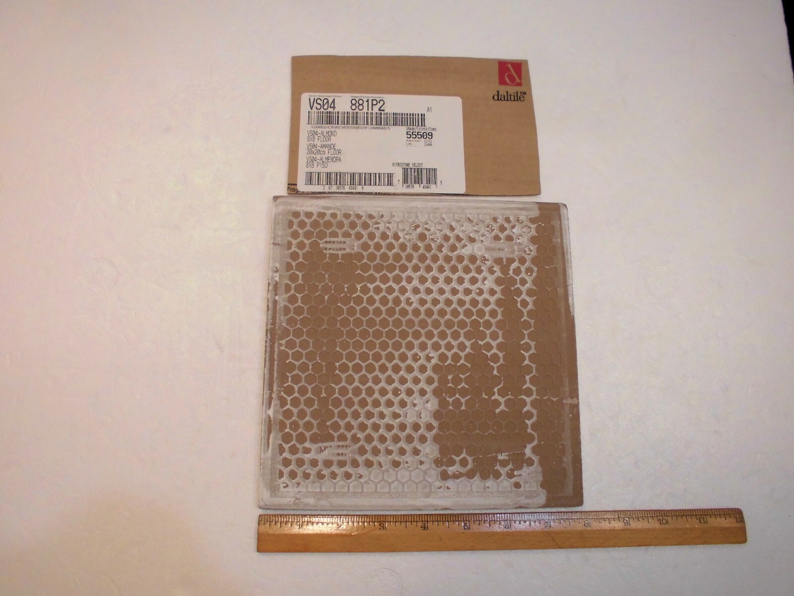 1 pc. Speckled Almond: Daltile Ceramic Floor Tile: 8″ X 8″ + light grays & brown