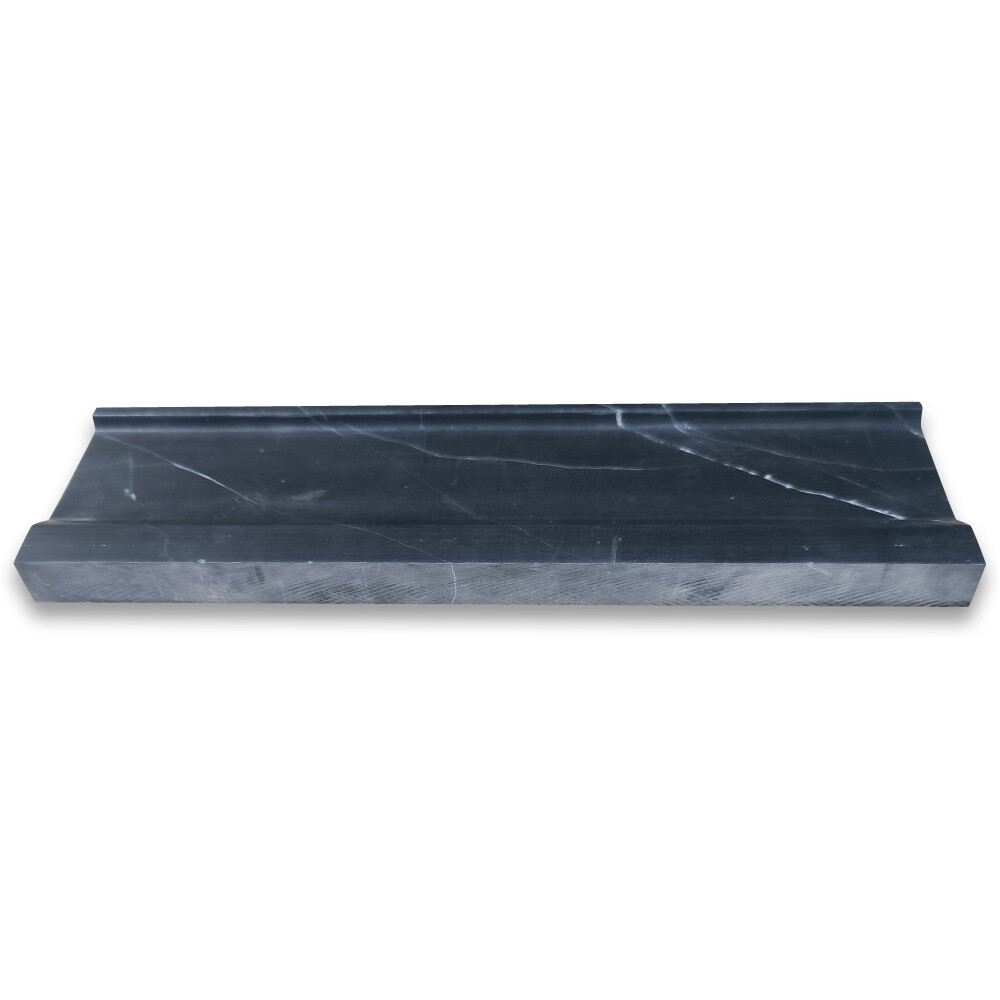 N03H Nero Marquina Black Marble 4×12 Plaza Trim Molding Honed