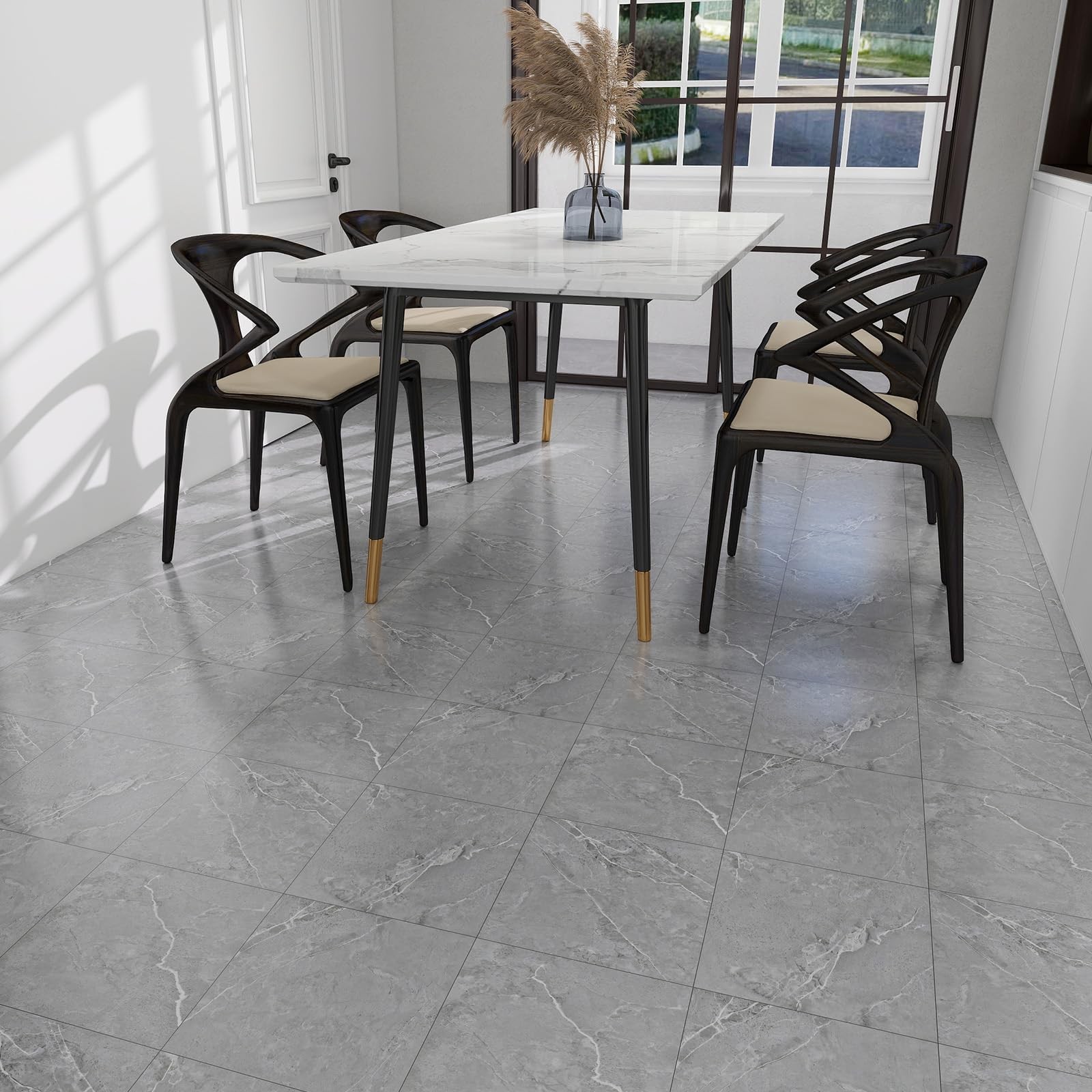 20-Pack 12″x12″ Marble Peel and Stick Floor Tiles Waterproof Self Adhesive Vi…