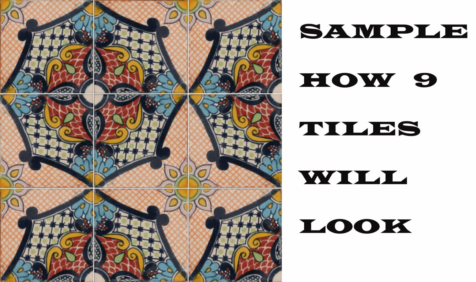 #C086) Mexican Tile sample Ceramic Handmade 4×4 inch, GET MANY AS YOU NEED !!