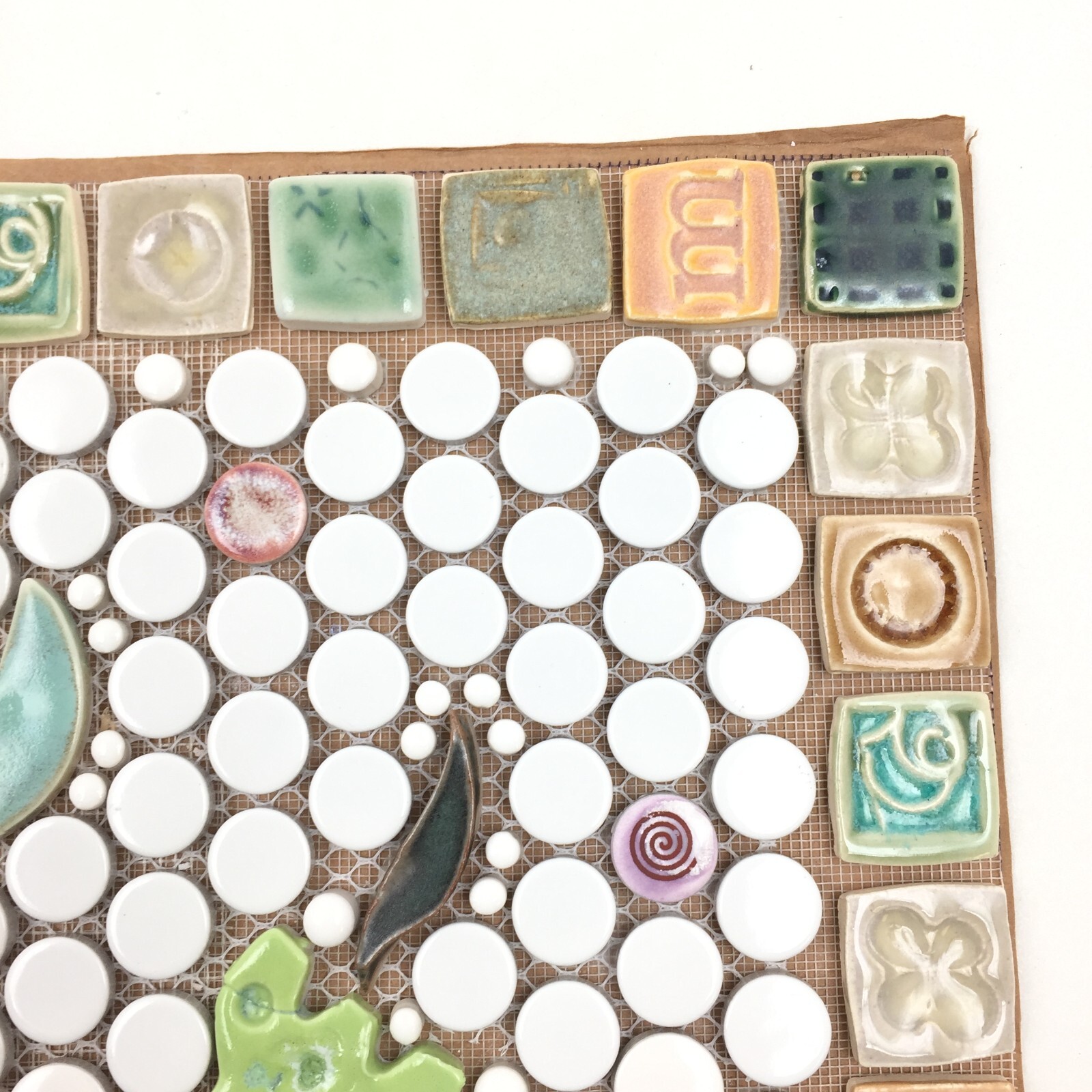 Handmade Tile Mosaic Panel Backsplash 1/4″ Thick, 11.5″ x 14″ Mounted On Mesh