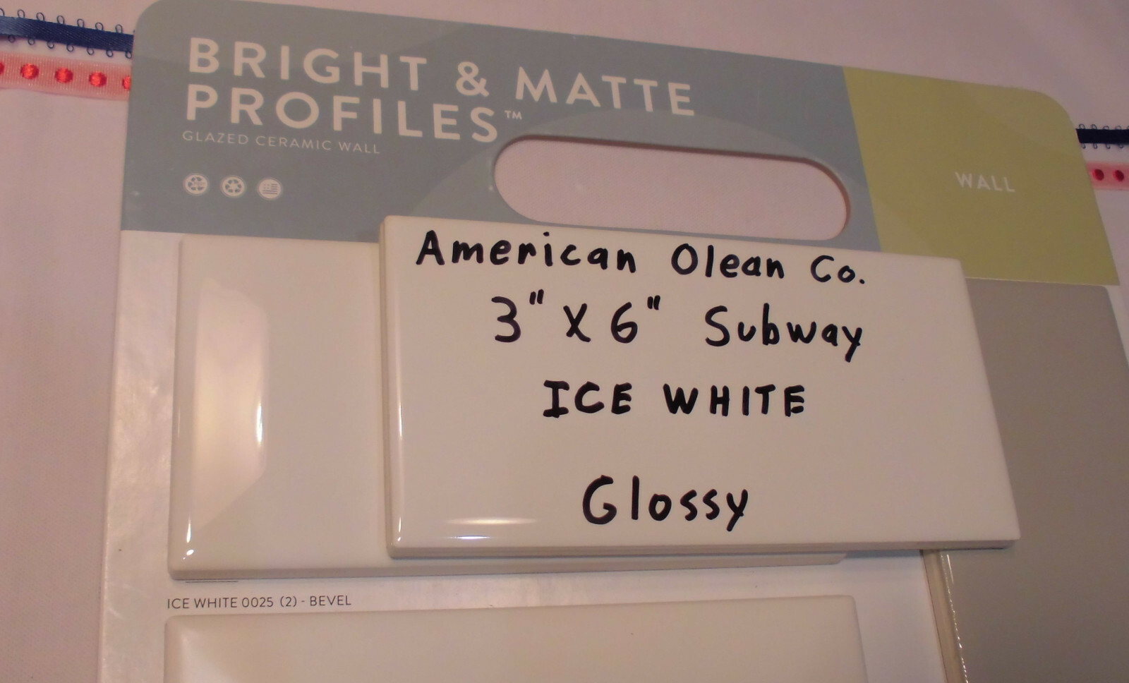 12 pieces: Glossy Ceramic Subway Tiles *Ice White* by American Olean 3″ X 6″ NEW